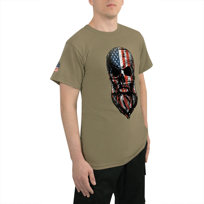 US Flag Bearded Skull T-Shirt