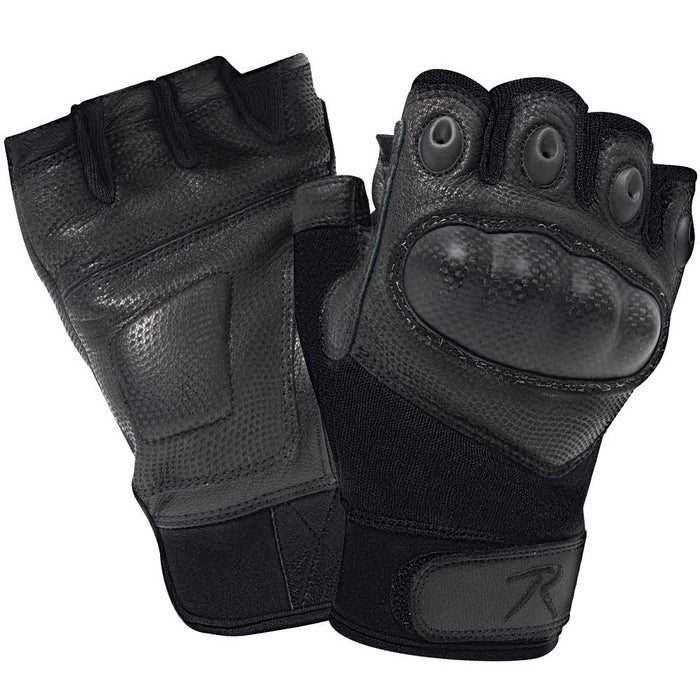 Rothco Fingerless Cut and Fire Resistant Carbon Hard Knuckle Gloves - Black