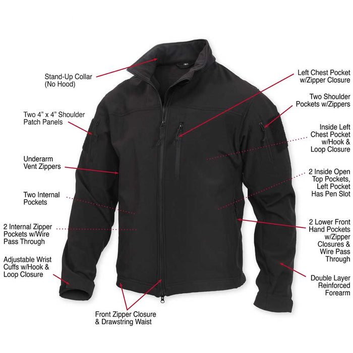 Rothco Mens Tactical Stealth Ops Soft Shell Jacket