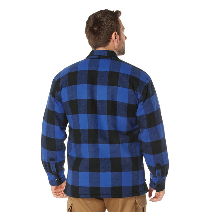 Mens Extra Heavyweight Buffalo Plaid Sherpa Lined Flannel Shirts - Blue by Rothco