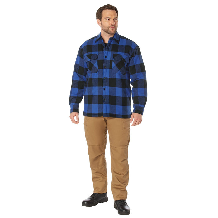 Mens Extra Heavyweight Buffalo Plaid Sherpa Lined Flannel Shirts - Blue by Rothco