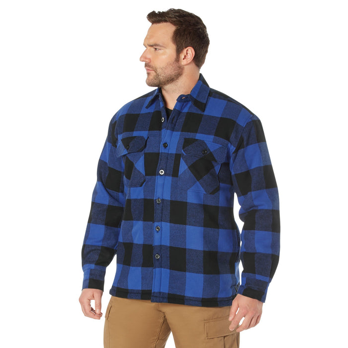 Mens Extra Heavyweight Buffalo Plaid Sherpa Lined Flannel Shirts - Blue by Rothco