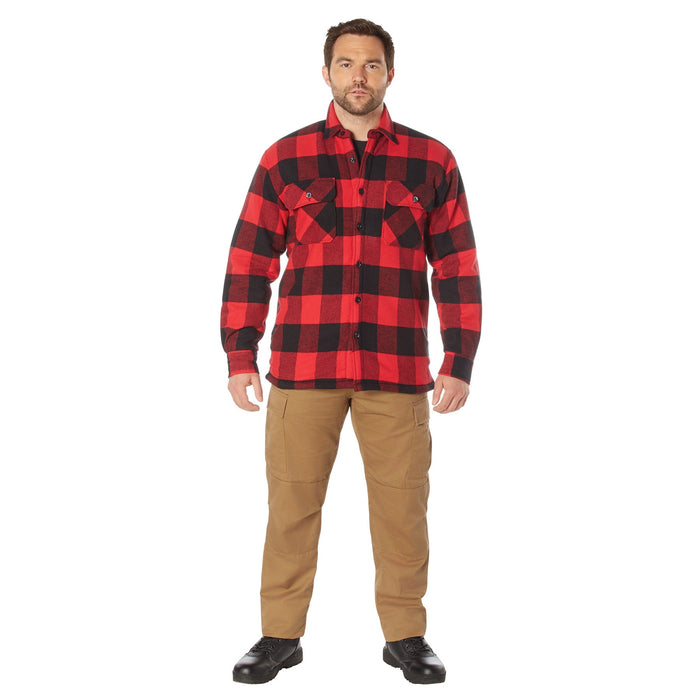 Rothco Men's Extra Heavyweight Buffalo Plaid Sherpa Lined Flannel Shirts - Red