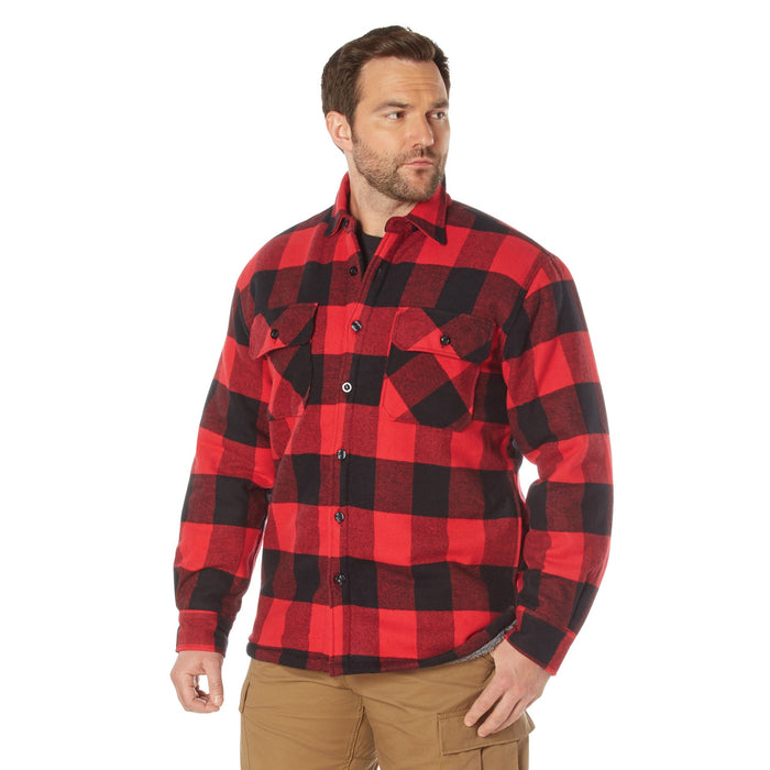 Rothco Men's Extra Heavyweight Buffalo Plaid Sherpa Lined Flannel Shirts - Red