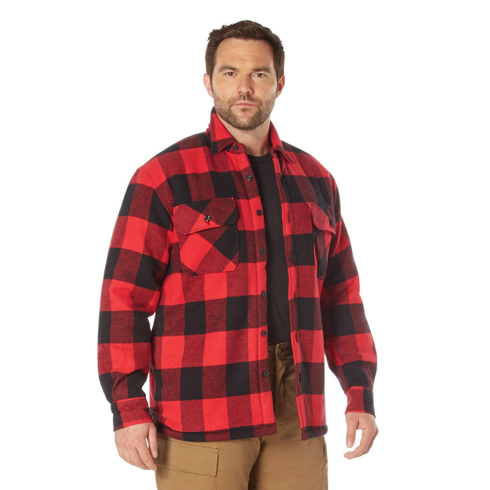 Rothco Men's Extra Heavyweight Buffalo Plaid Sherpa Lined Flannel Shirts - Red