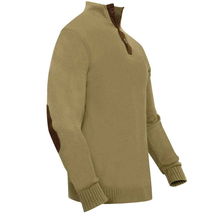 Rothco 3-Button Sweater With Suede Accents