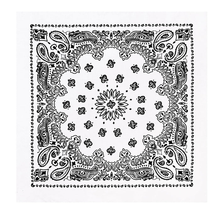 Trainmen Paisley Bandana - 22" X 22" - White by Rothco