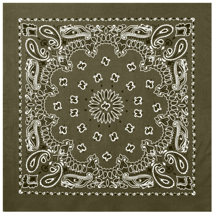 Trainmen Paisley Bandana - 22" X 22" - Olive Drab by Rothco