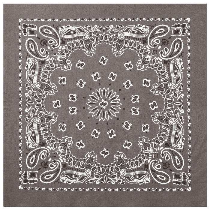 Trainmen Paisley Bandana - 22" X 22" - Grey by Rothco