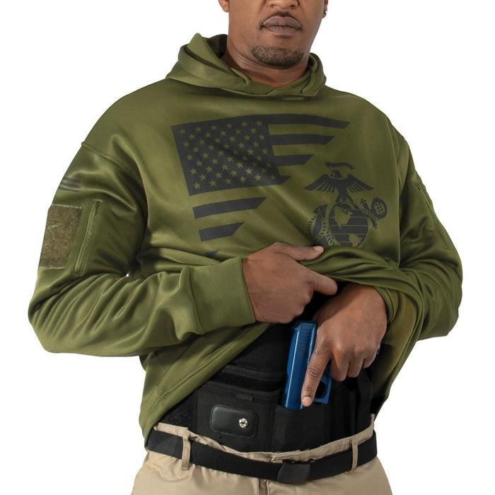 Concealed Carry Hoodie - US Flag / USMC Eagle, Globe, & Anchor (4 Color Choices) - Legendary USA