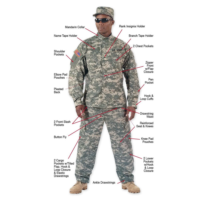 Mens Camo Combat Uniform Shirt by Rothco - Legendary USA