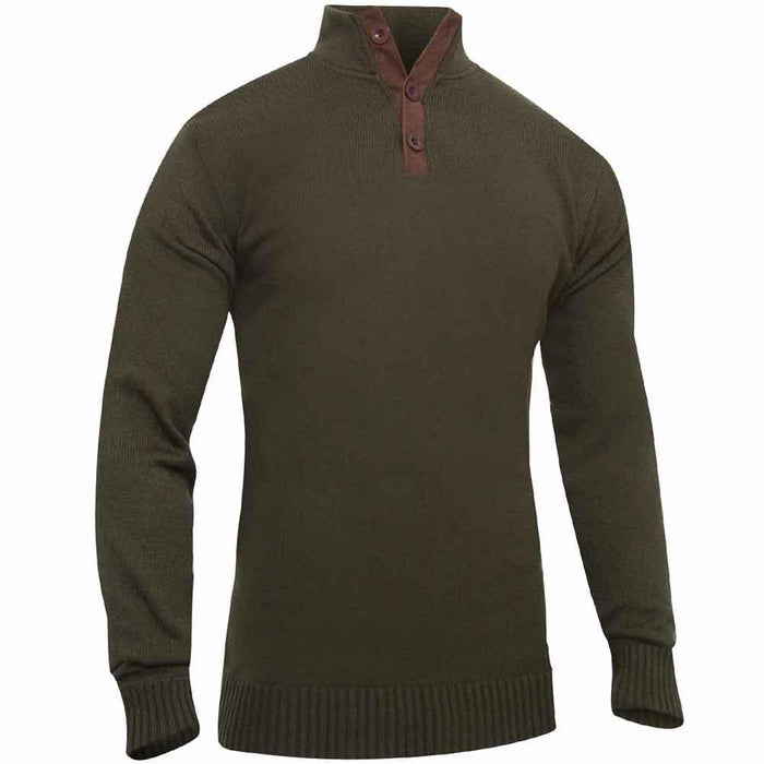 Rothco 3-Button Sweater With Suede Accents - Legendary USA