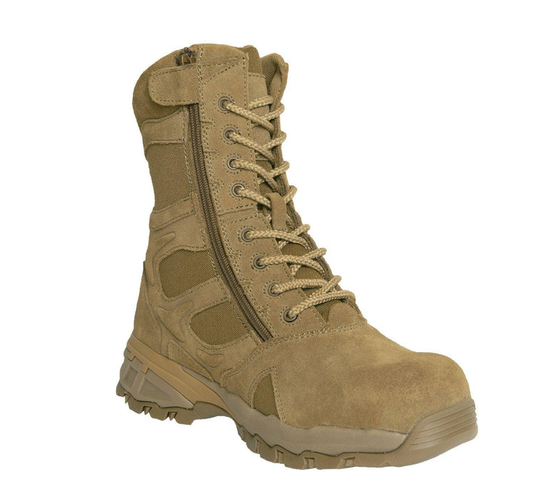 Rothco Forced Entry Composite Toe AR 670-1 Coyote Brown Side Zip Tactical Boot - 8 Inch - Legendary USA