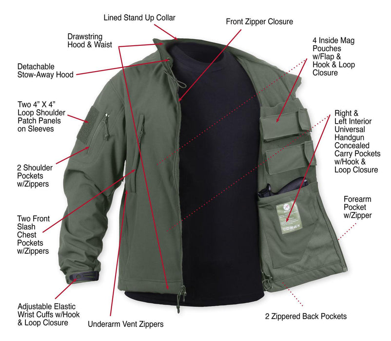 Rothco Mens Concealed Carry Soft Shell Jacket - Legendary USA