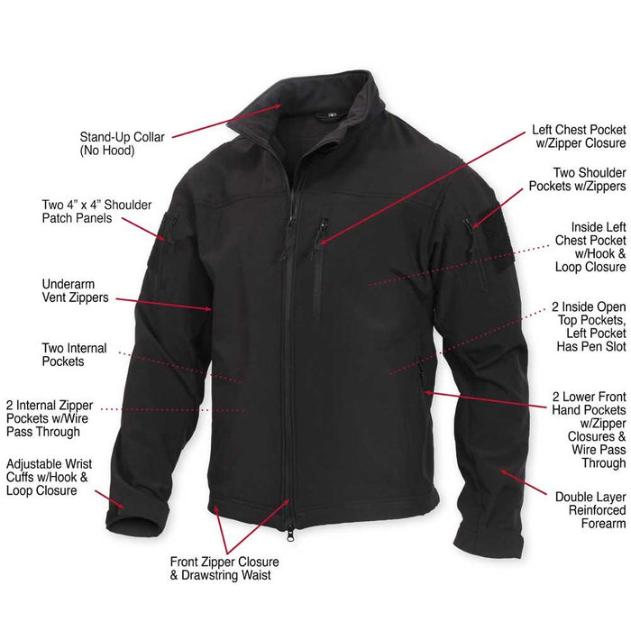 Rothco Mens Tactical Stealth Ops Soft Shell Jacket - Legendary USA