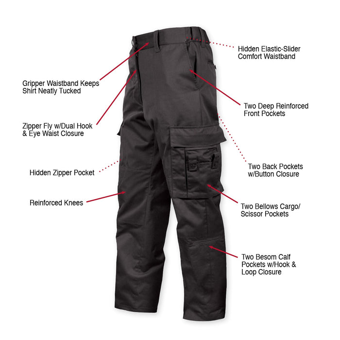 Deluxe EMT (Emergency Medical Technician) Paramedic Pants - Black by Rothco
