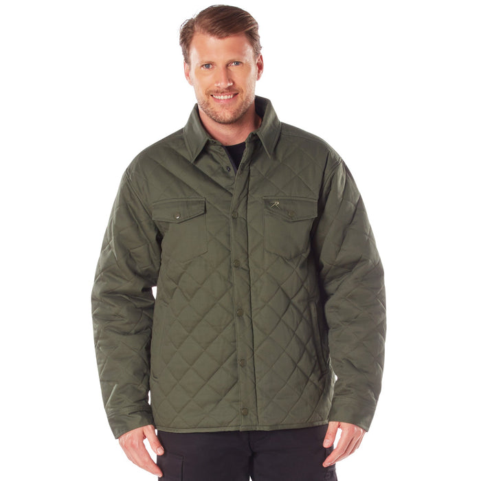 Mens Diamond Quilted Cotton Jacket - Olive Drab by Rothco