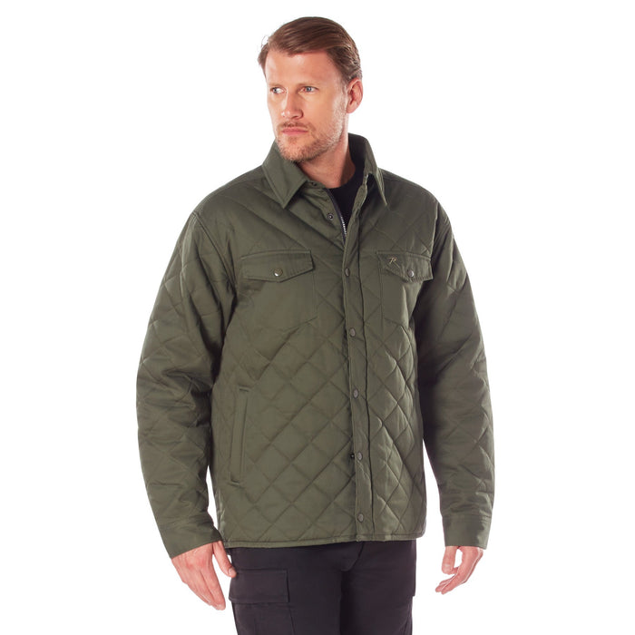 Mens Diamond Quilted Cotton Jacket - Olive Drab by Rothco