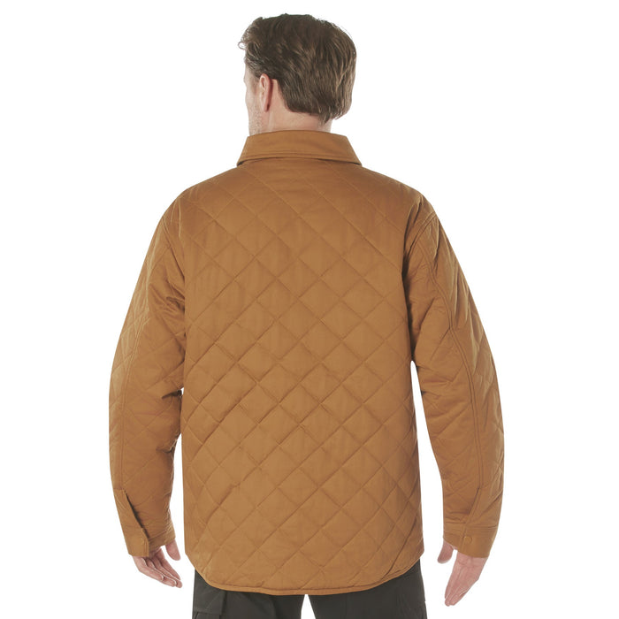 Mens Diamond Quilted Cotton Jacket - Work Brown by Rothco