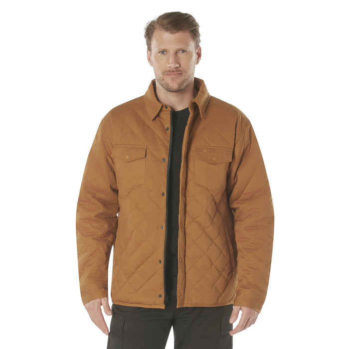 Mens Diamond Quilted Cotton Jacket - Work Brown by Rothco
