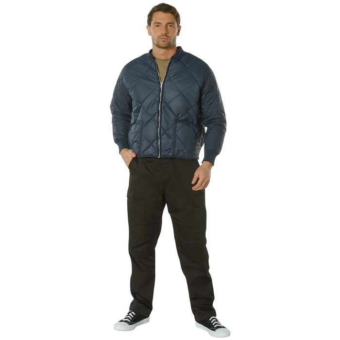 Mens Diamond Nylon Quilted Flight Jacket - Blue by Rothco