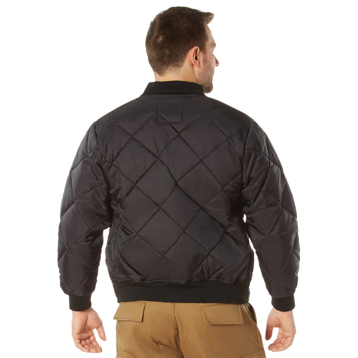 Mens Diamond Nylon Quilted Flight Jacket - Black by Rothco