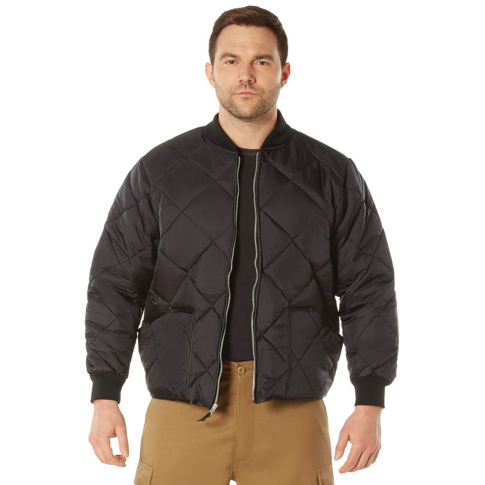 Mens Diamond Nylon Quilted Flight Jacket - Black by Rothco