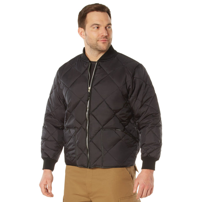 Mens Diamond Nylon Quilted Flight Jacket - Black by Rothco